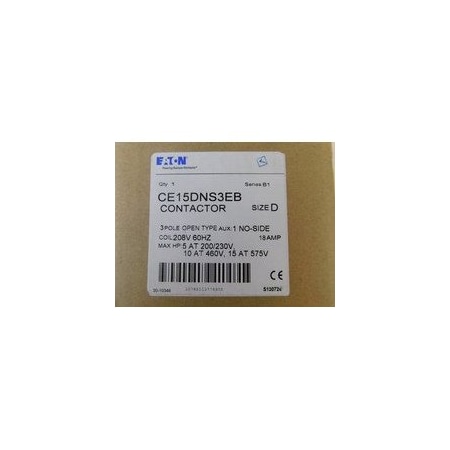 Eaton Other Contactors 3P 18A 208V 60Hz 1NO Side Mounting CE15DNS3EB